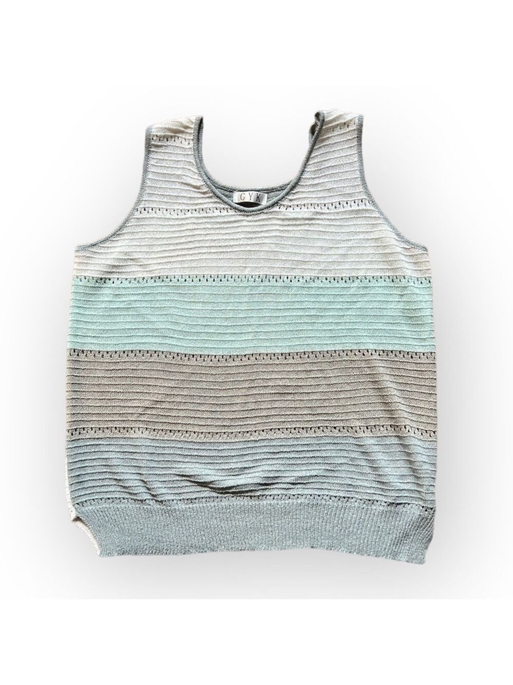 Gyk Blue Color Block Knit Sleeveless Top Size M/L